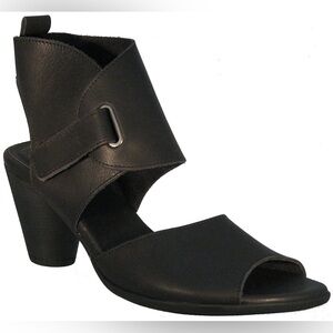 🆕 Arche Fuebus Nuback Black Leather Heel Peep Toe Sandals